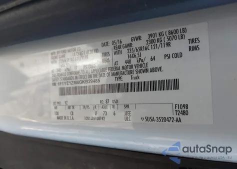 2016 Ford Transit-150 from USA, damaged, VIN 1FTYE1ZM4GKB29485